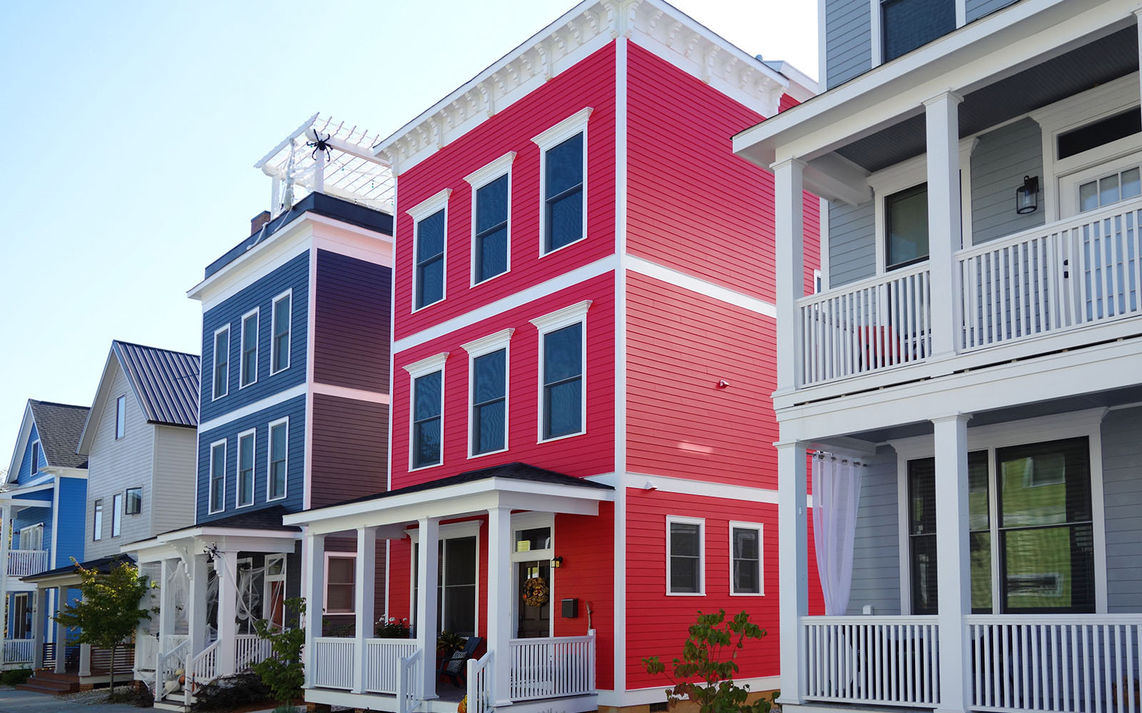 Photo showing colorful new homes in Raleigh, North Carolina